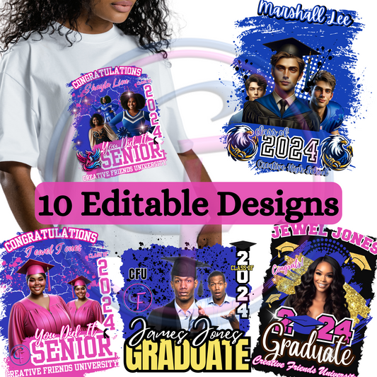 Editable 10 Graduation Designs for Canva