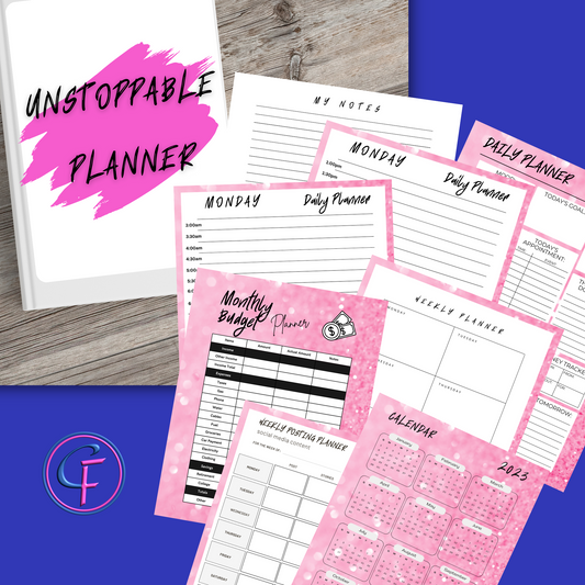 Unstoppable Planner PDF Instant Download with over 35 pages (Includes Canva Template)