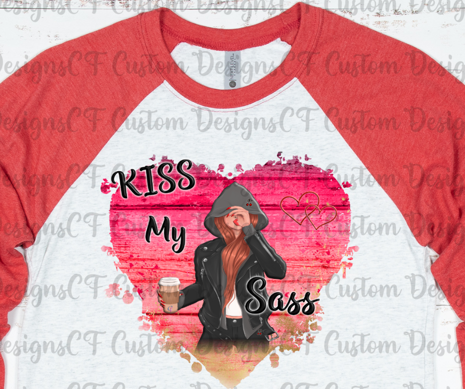 Red Head Heart Girl, Kiss My Sass, PNG Design